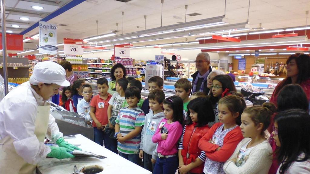 Alumnos visitan un supermercado.