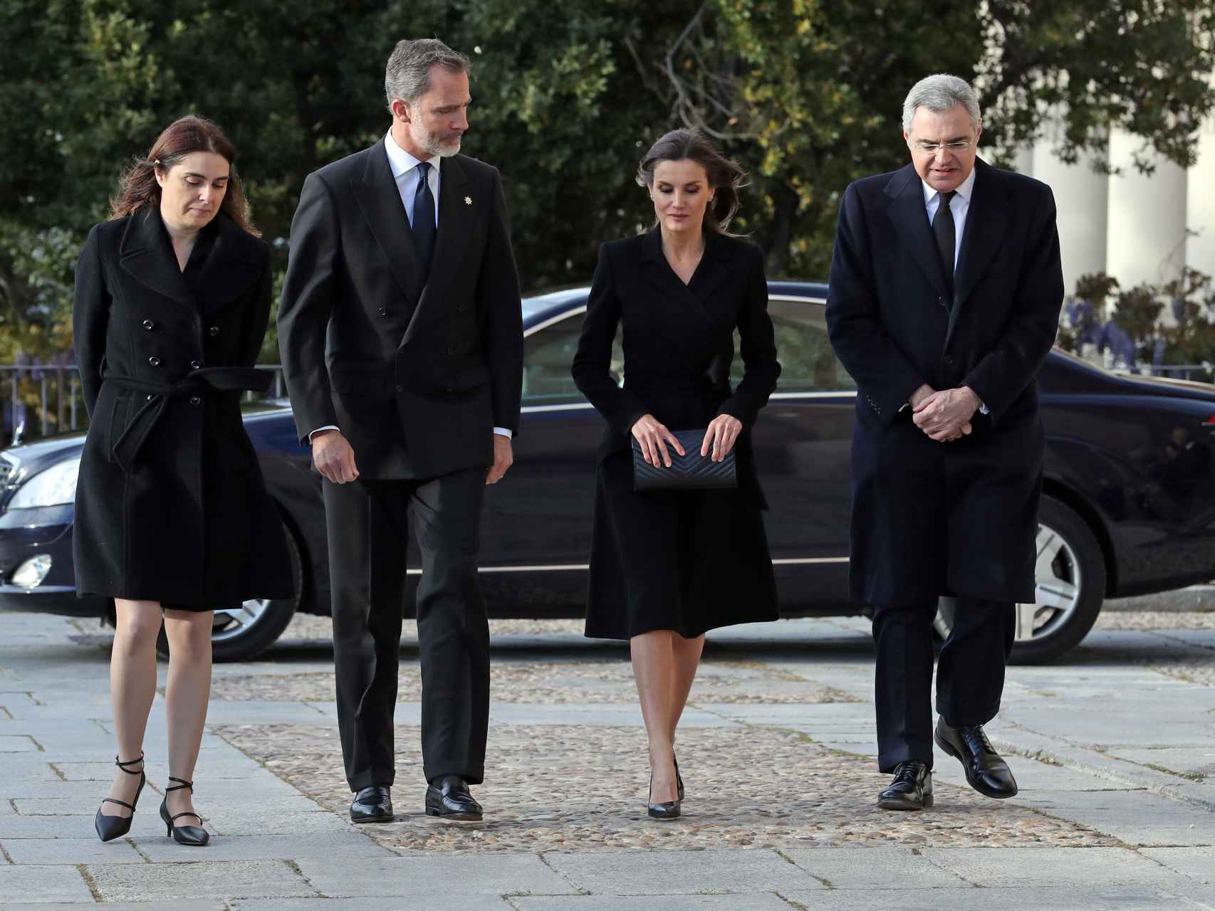 Los reyes, en el funeral por Jose Pedro Pérez-Llorca Rodrigo en Madrid, en 2019.