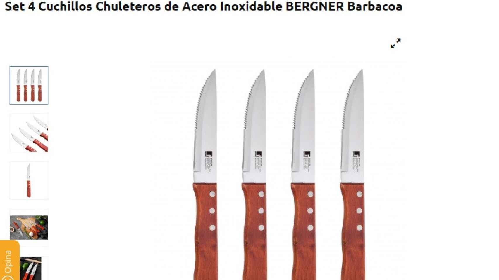 Set de cuatro cuchillos.