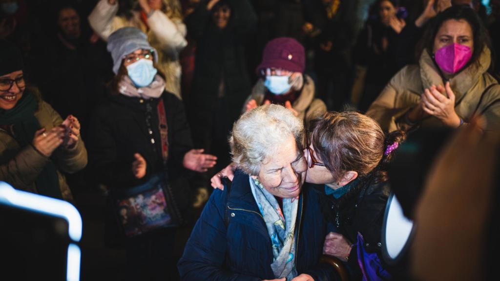 Las manifestantes, este jueves en Madrid.