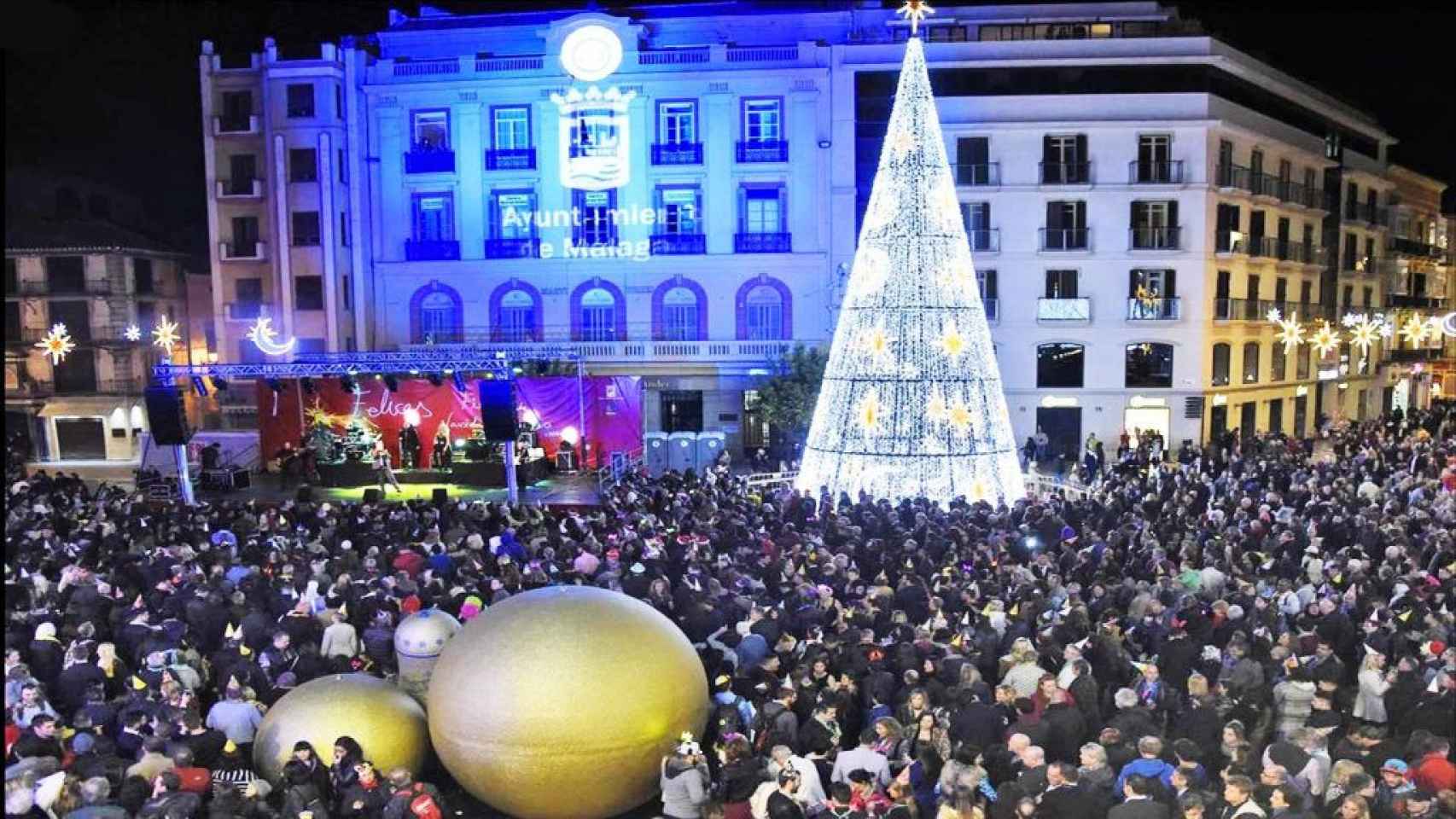 Nochevieja en la plaza de la Constitución en Málaga.