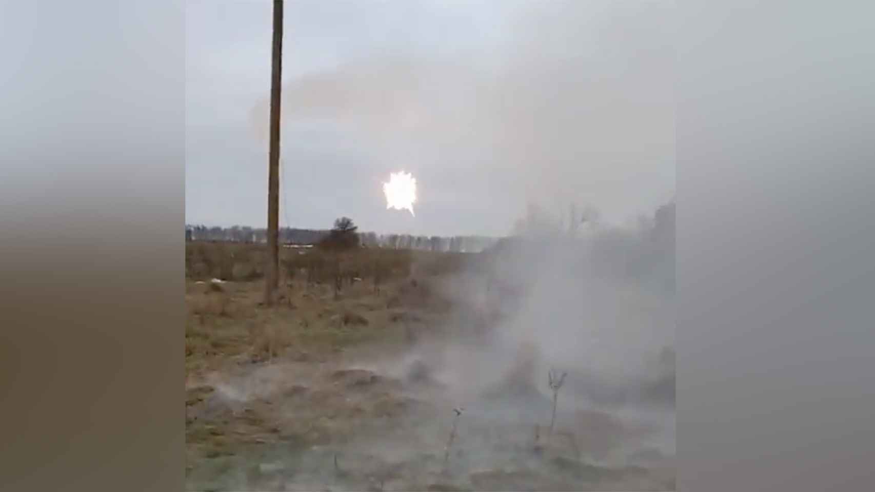 Misil derribado en el momento por las fuerzas ucranianas.