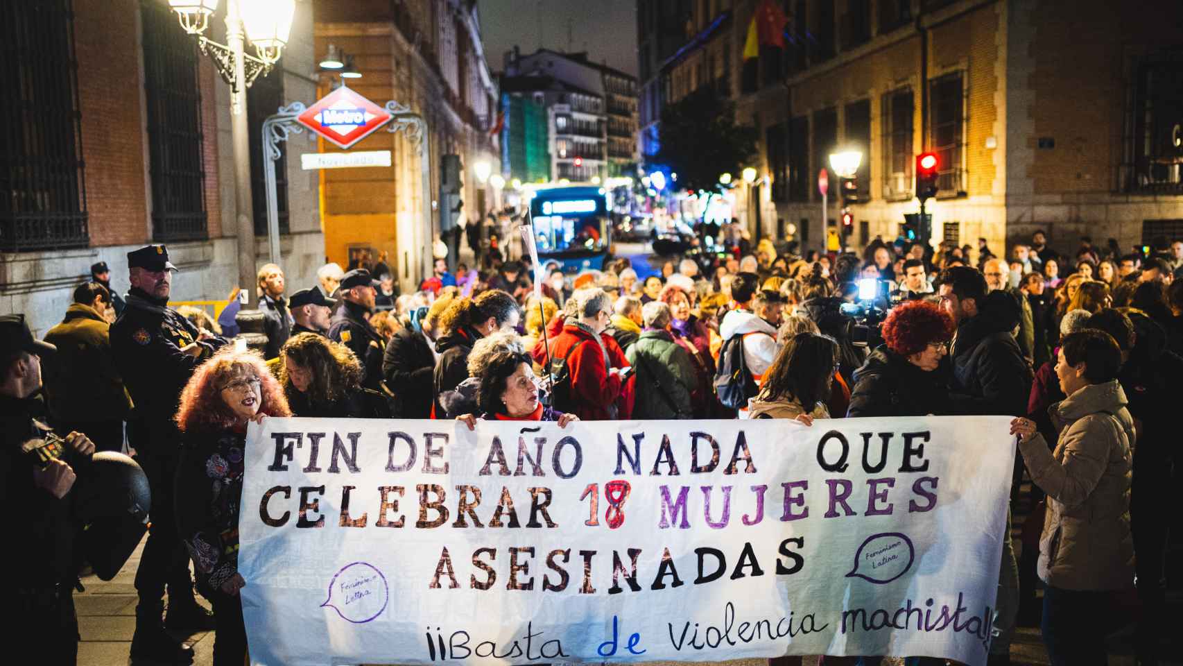 Concentración feminista celebrada este jueves en Madrid.