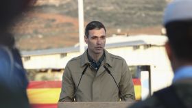 Pedro Sánchez, en su visita de este jueves a la  Base Miguel de Cervantes, en Marjayun, (Líbano)