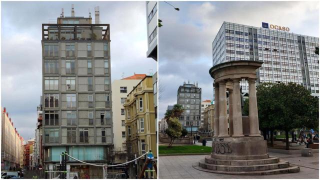 Edificio de viviendas en la Calle Orzán de A Coruña: sillas en la cubierta