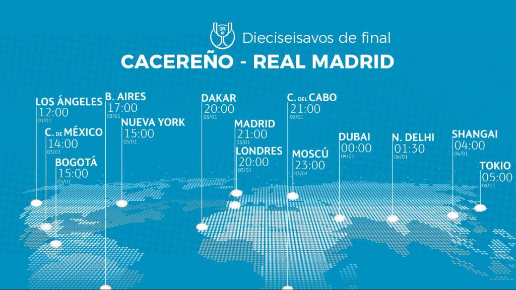 Horario del partido Cacereño - Real Madrid de dieciseisavos de final de la Copa del Rey