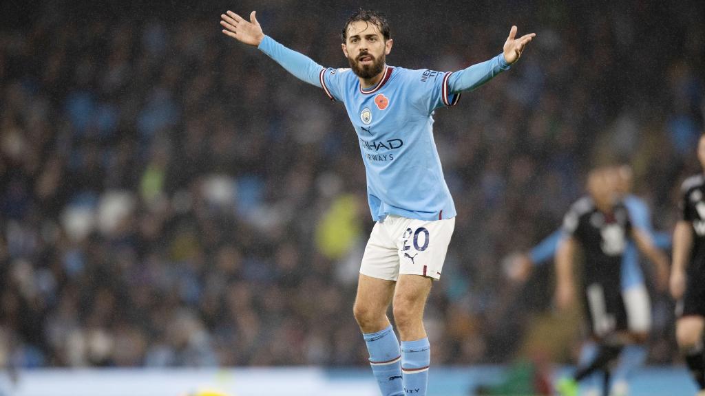 Bernardo Silva, en un partido del Manchester City de la temporada 2022/2023