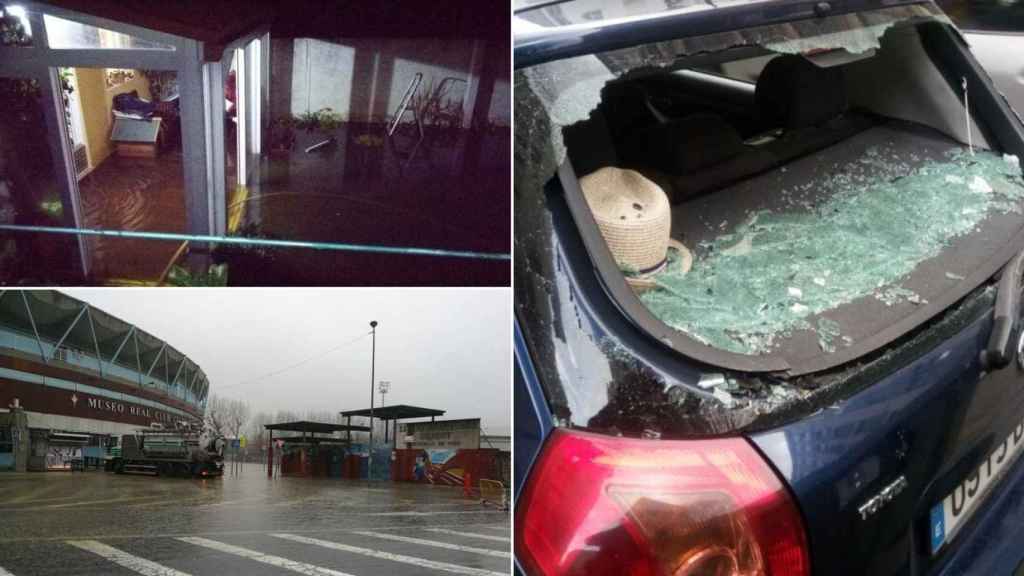 Algunos de los daños registrados por el temporal en Vigo.