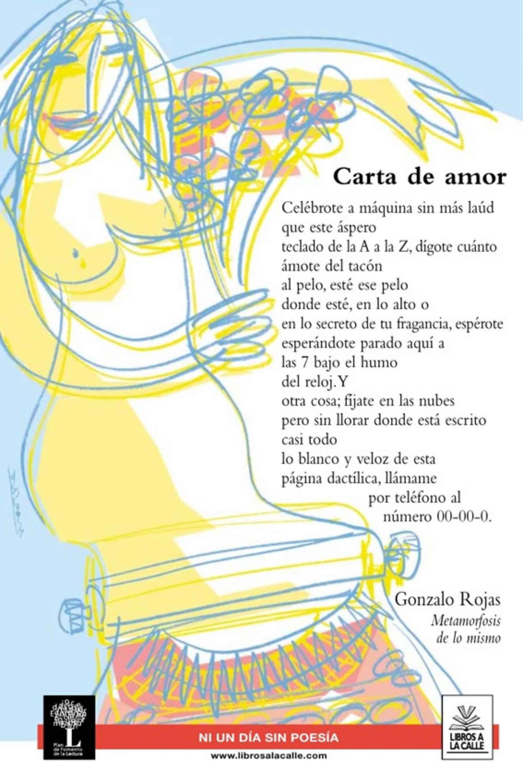 Poema de Gonzalo Rojas incluido en la campaña Libros a la calle, impulsada por la Comunidad de Madrid