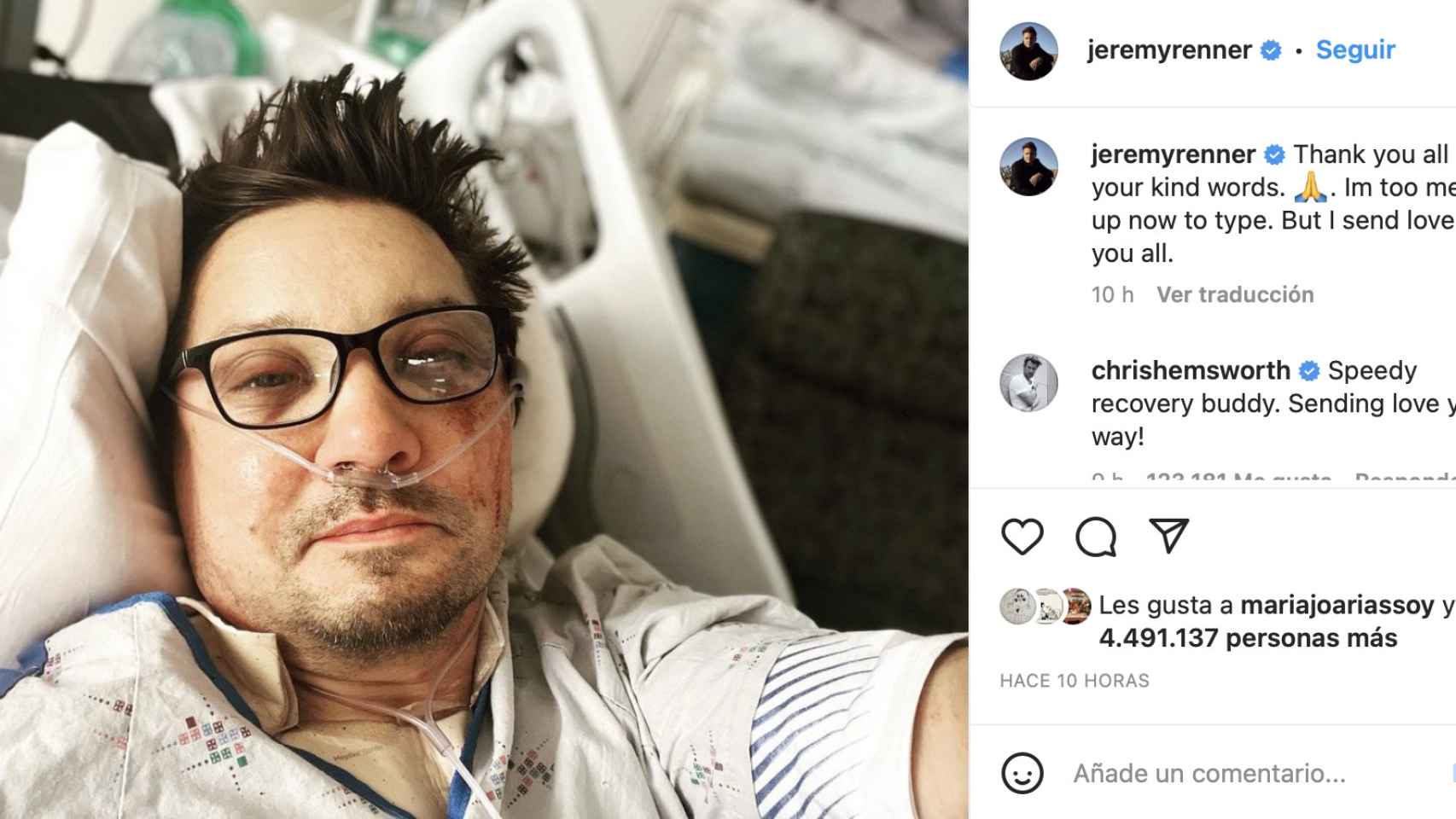 Jeremy Renner en Instagram