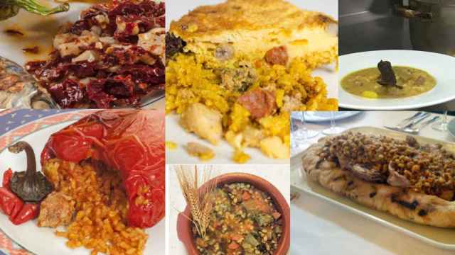 Platos rurales típicos de Alicante: pericana, arroz con costra, olleta, bajoques farcides, blat picat, y gazpachos, entre otros.