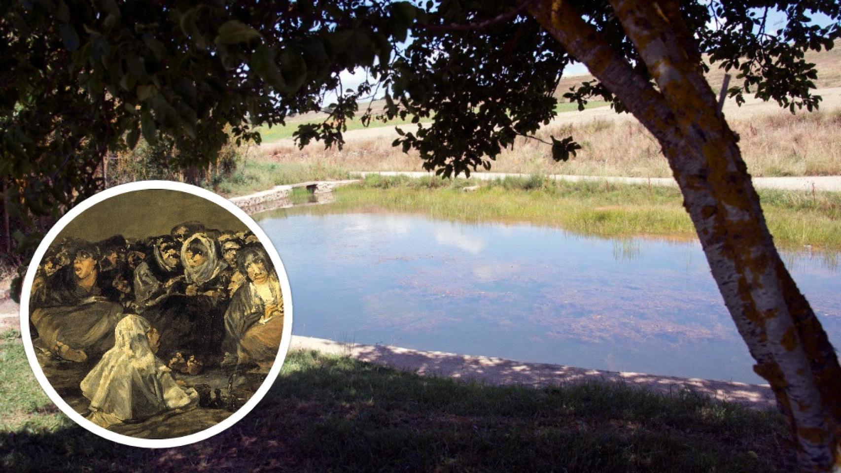 Imagen de la laguna de Cernégula y un aquelarre.