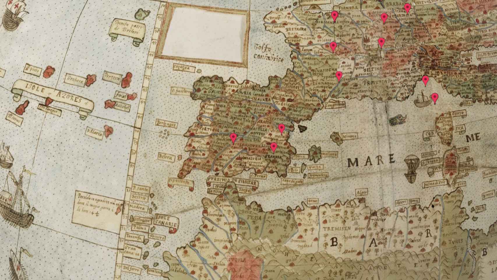 España dibujada en el mapa de Monti.