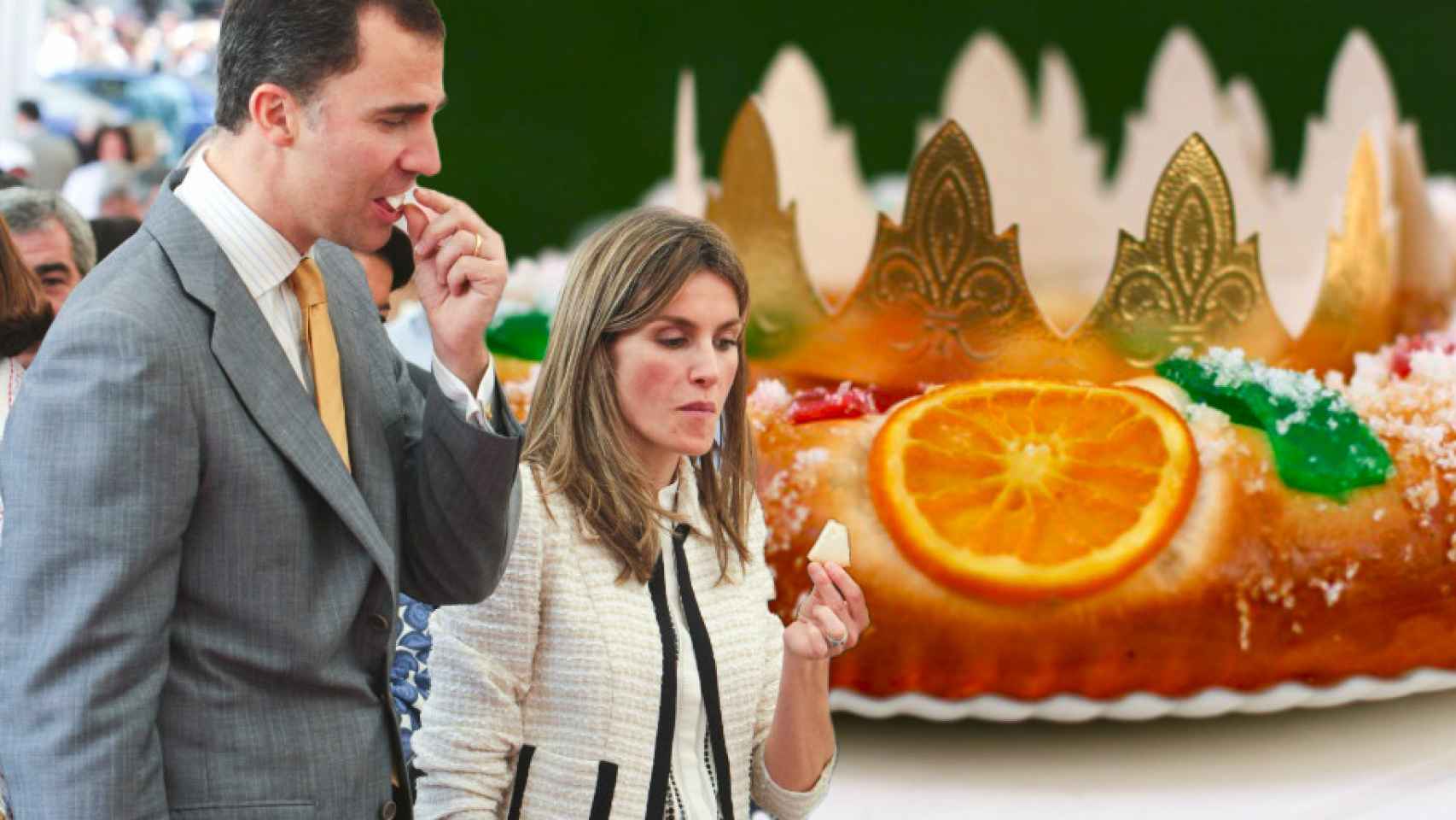 El rey Felipe VI y la reina Letizia prueban un roscón de Reyes