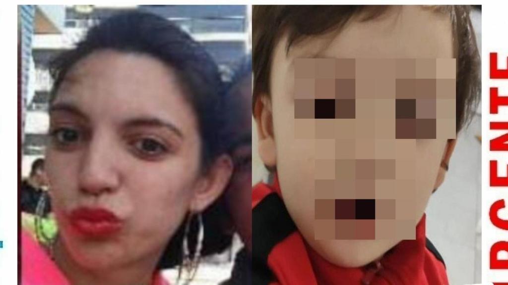 Detalle del cartel que anunciaba la desaparición de la madre y su hijo.