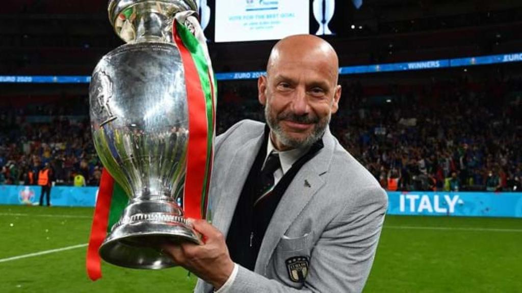 Gianluca Vialli, en la celebración de la Eurocopa que ganó Italia en 2021