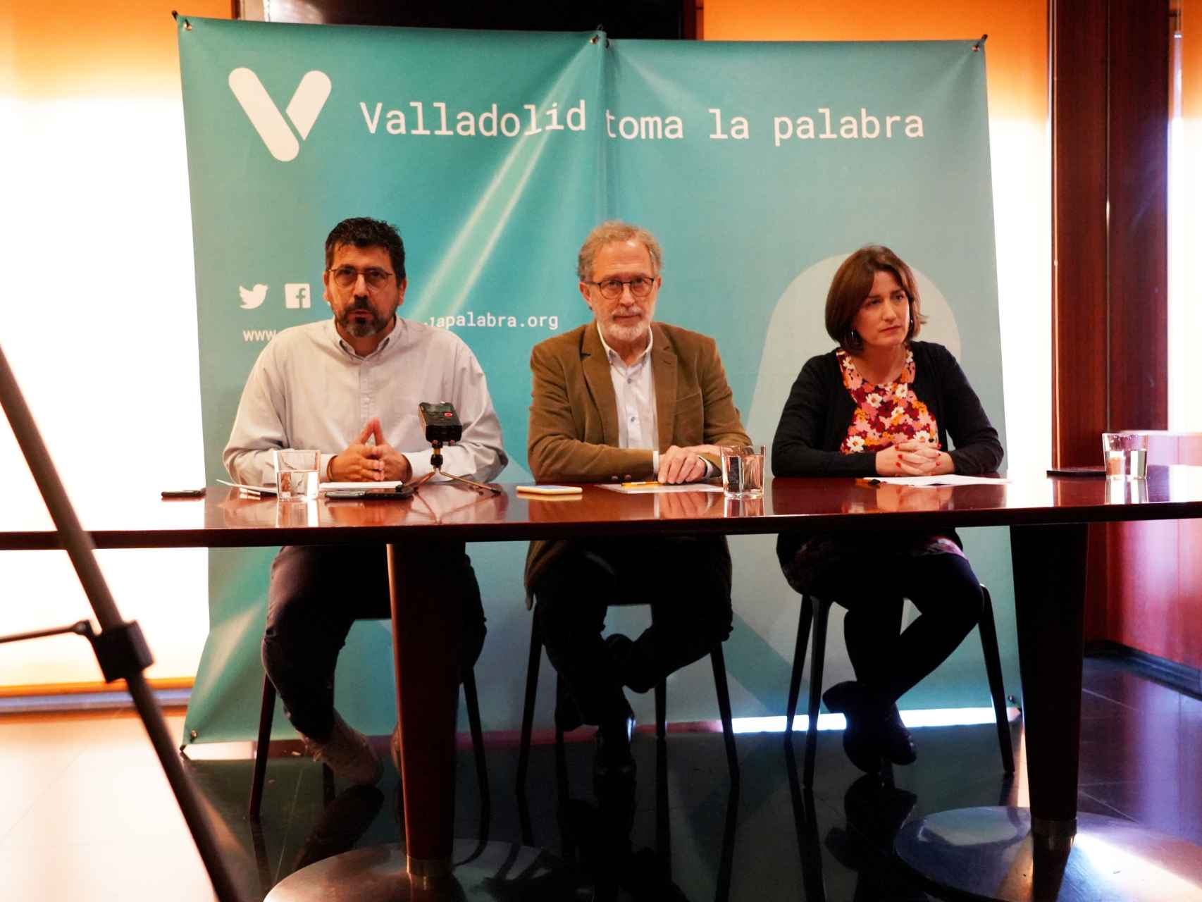 Rueda de prensa de los concejales de Valladolid Toma la Palabra, este sábado.