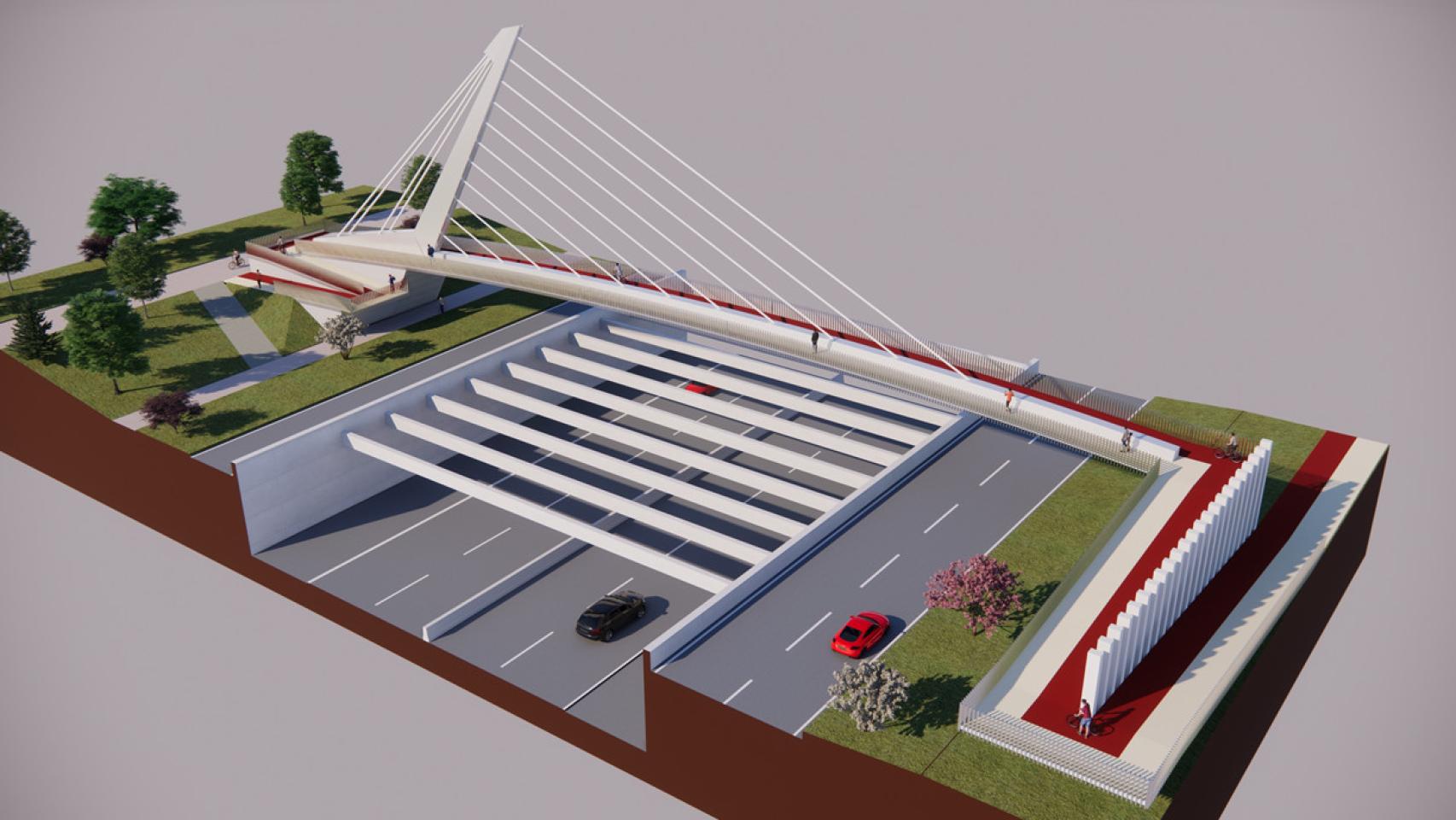 Puente del carril-bici que unirá Santa Bárbara y el Polígono.