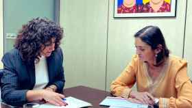 Enma López y Reyes Maroto, durante una reunión este martes planificando la campaña electoral.