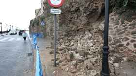 El tramo de muralla desprendido en Toledo.
