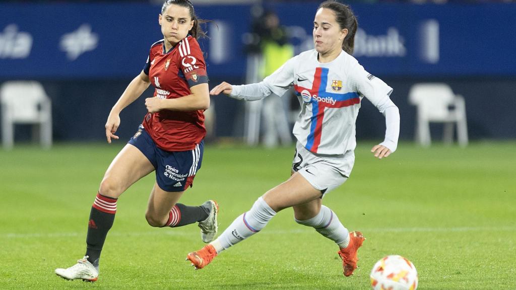 Un lance del encuentro de la Copa de la Reina entre Osasuna y el Barcelona.