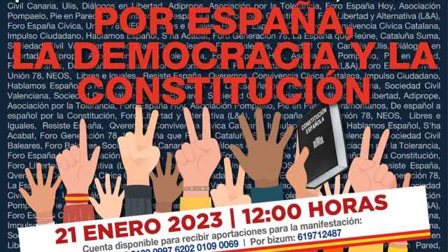 Cartel de la manifestación del 21 de enero en la Plaza de Cibeles de Madrid.