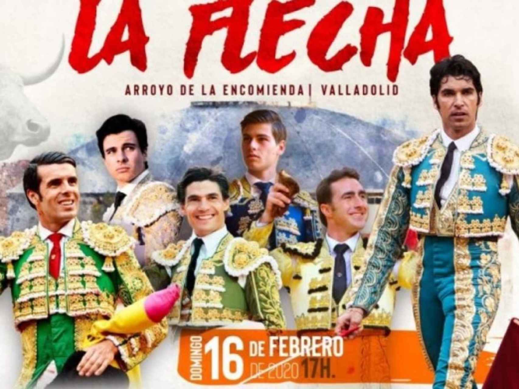 Cartel anunciador del último festival taurino (2020)  en el coso cubierto de La Flecha