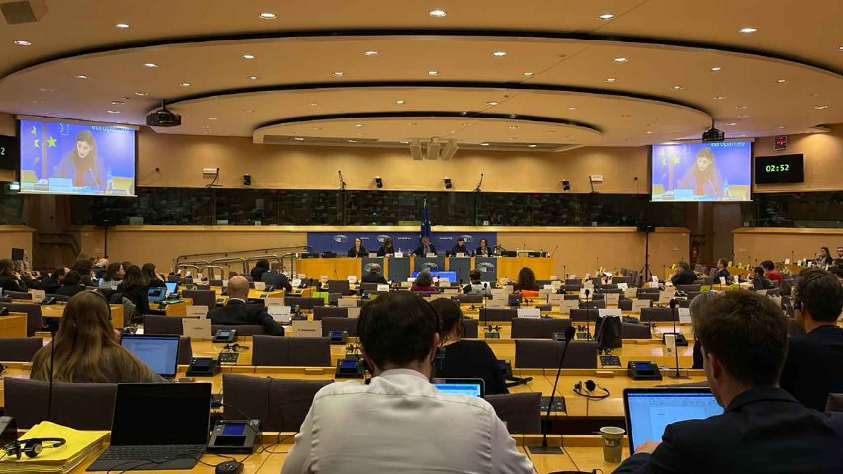 El pleno de la comisión LIBE del Parlamento Europeo, durante el debate con la ministra española Pilar Llop.