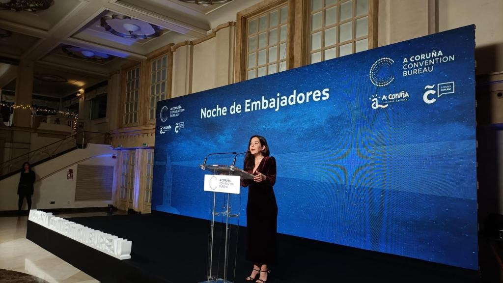 Foto de archivo de la pasada edición  la Noche de Embajadores del A Coruña Convention Bureau con Inés Rey