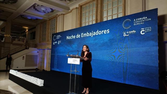 Foto de archivo de la pasada edición  la Noche de Embajadores del A Coruña Convention Bureau con Inés Rey