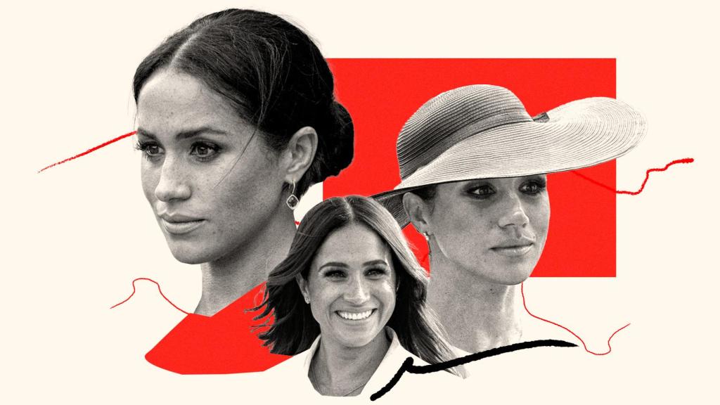 La duquesa de Sussex, Meghan Markle, en un montaje de EL ESPAÑOL.