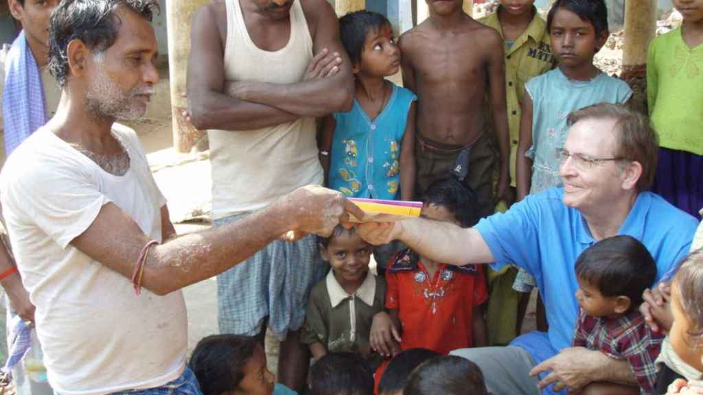 José Paz durante su estancia en Santiniketan.