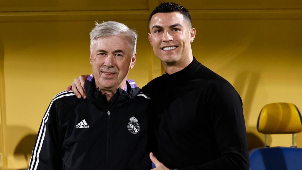 Carlo Ancelotti y Cristiano Ronaldo en Riad (Arabia Saudí)