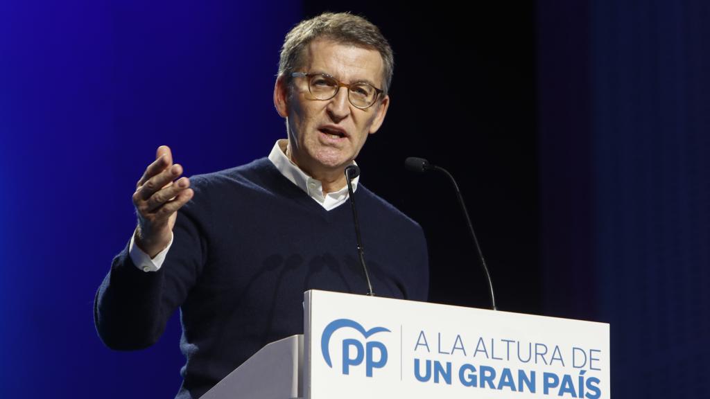 Alberto Núñez Feijóo, líder del PP, en un acto del partido.