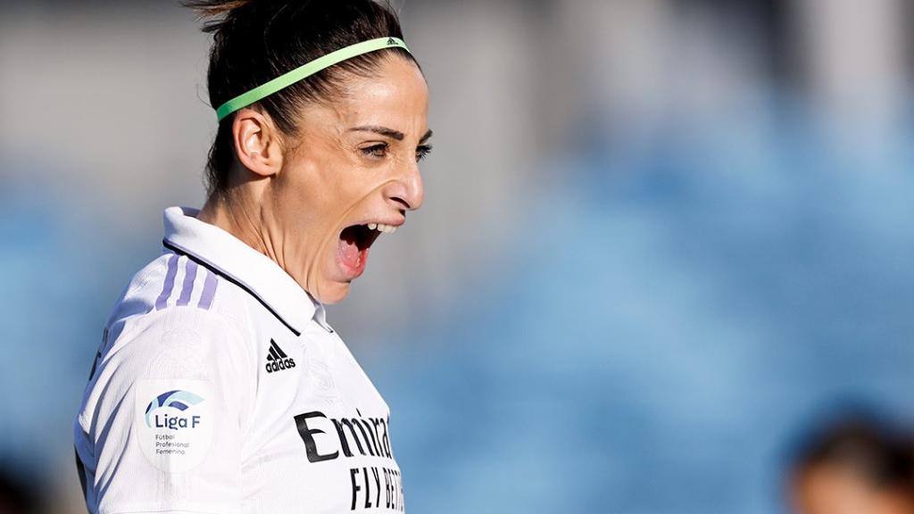Esther González, celebrando un gol con el Real Madrid Femenino