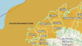 Ferrolterra, Eume y Ortegal se encuentran en alerta naranja