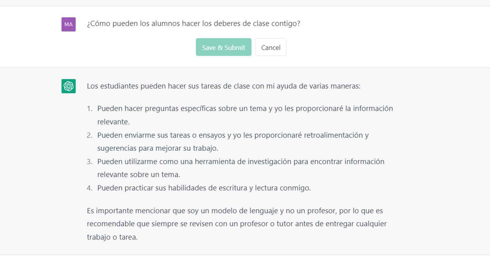 ChatGPT explica a El Español cómo ayuda en clase