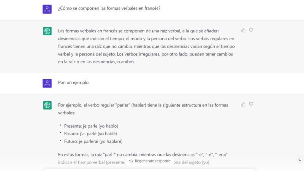 ChatGPT ayudando a aprender francés