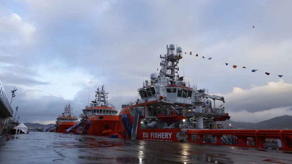 Las patrulleras fletadas por la Agencia Europea de Control de Pesca en Vigo.