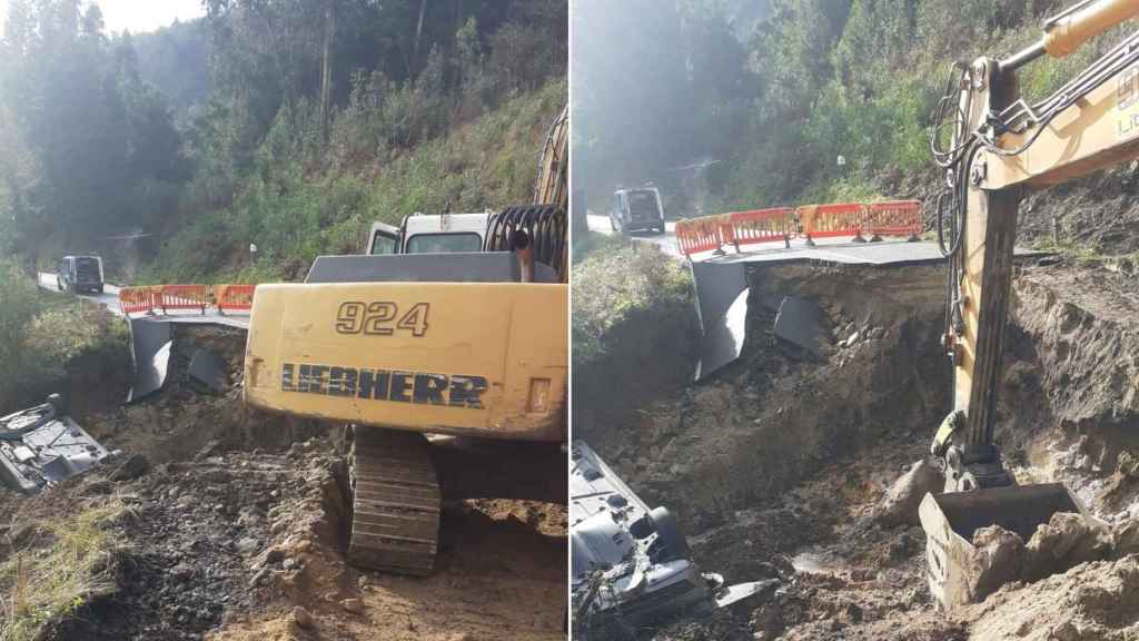 Obras en la EP-017 en Campañó (Pontevedra).