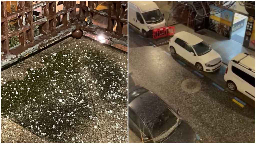 Imágenes de la granizada de ayer en Vigo.