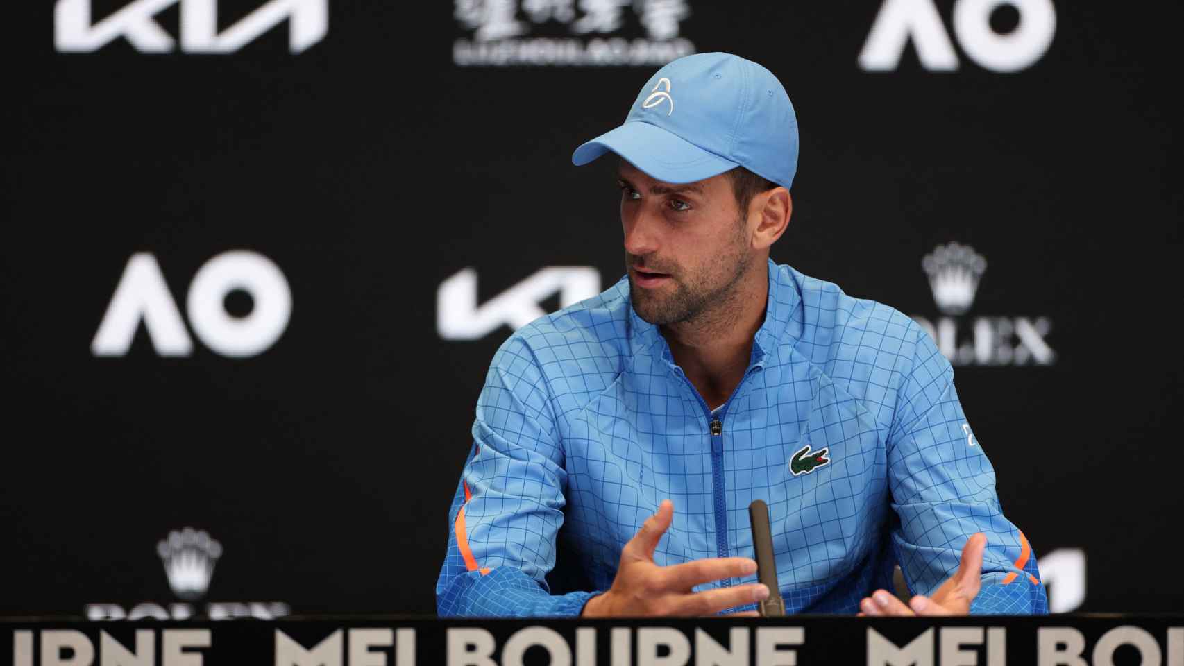 Novak Djokovic, en rueda de prensa en el Abierto de Australia