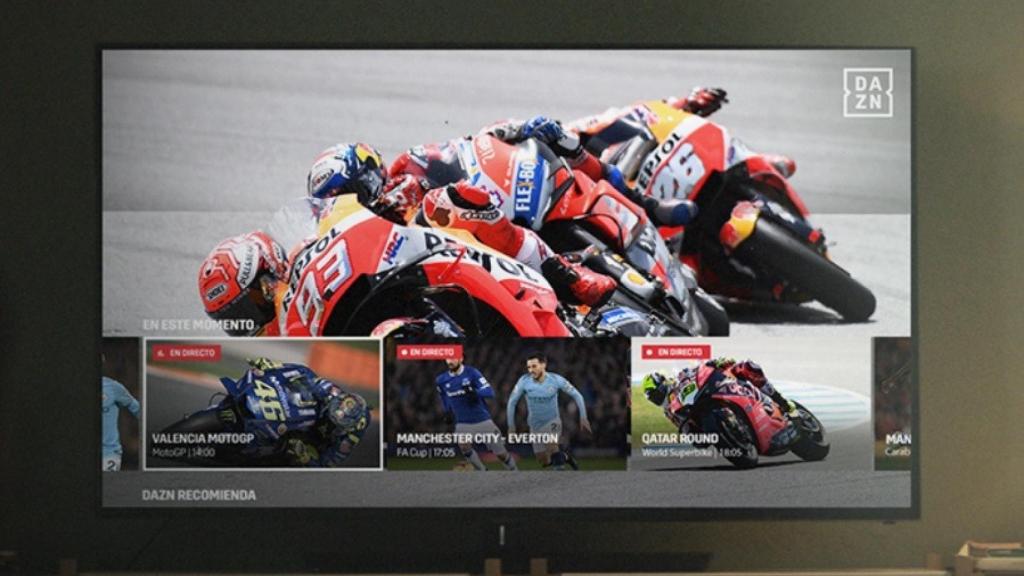 Plataforma de Dazn en la pantalla de un televisor.