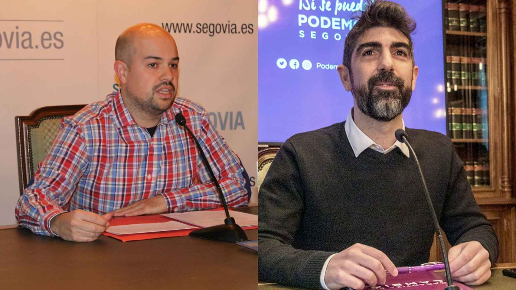 Ángel Galindo (candidato IU) y Guillermo San Juan (candidato Podemos) de Segovia.