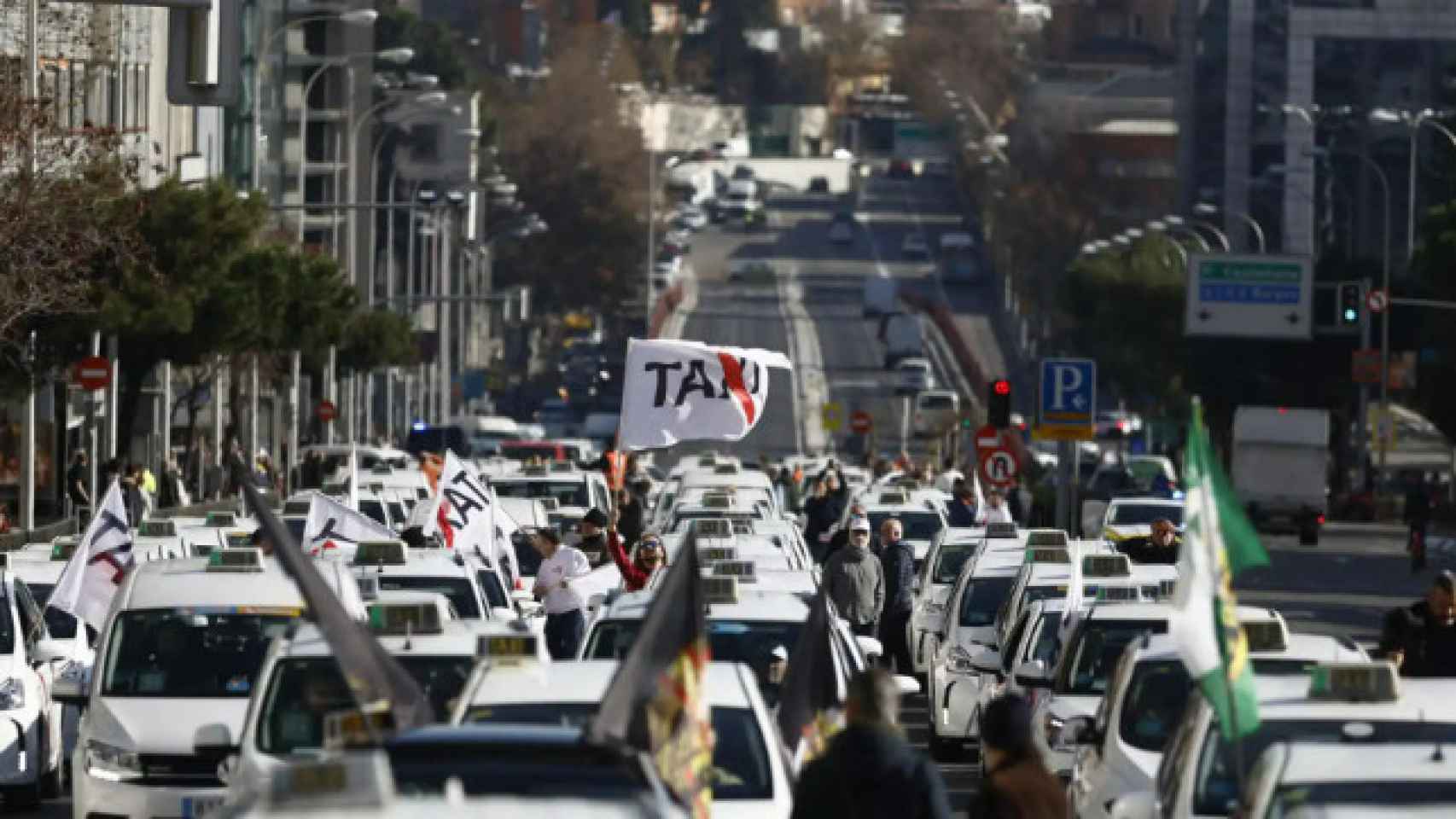 Concentración de taxis en Madrid el pasado 12 de enero.