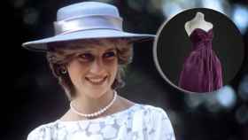 Diana de Gales y el vestido que saldrá a subasta, en un montaje de JALEOS.