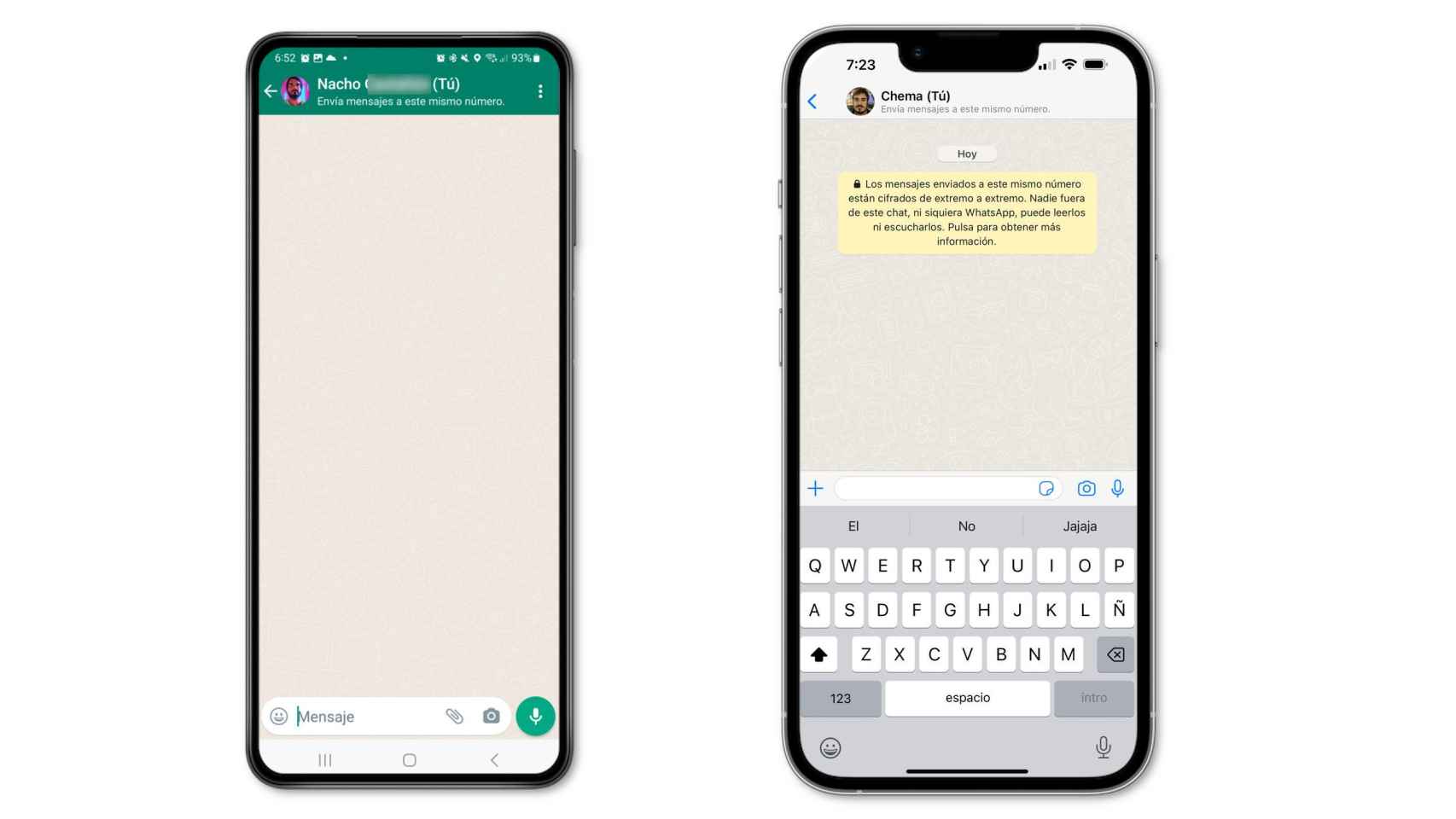 Chat con uno mismo en Android y en iOS