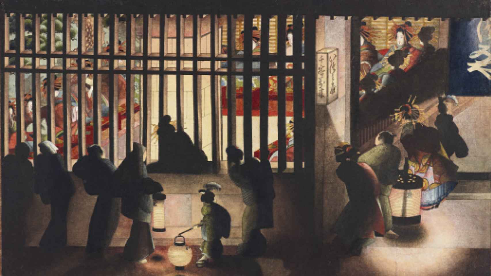 'Escena nocturna en Yoshiwara', de la japonesa Katsushika Oi (1840)