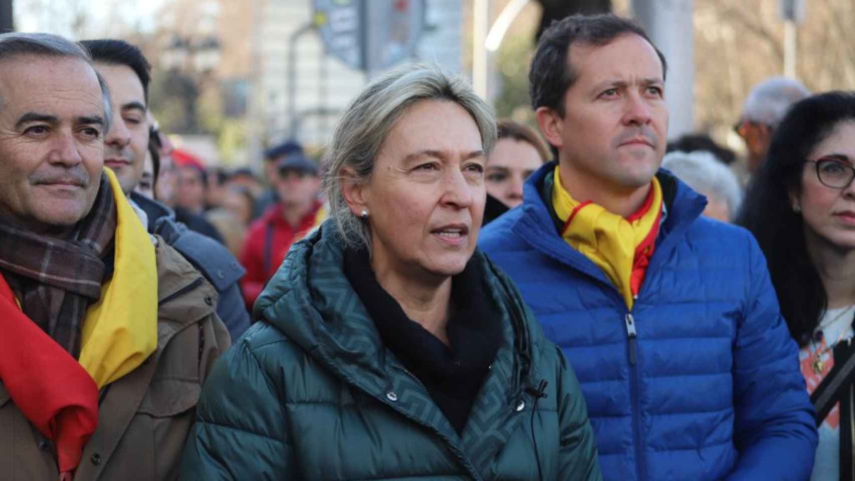 José Julián Gregorio, Ana Guarinos y Carlos Velázquez en la manifestación.