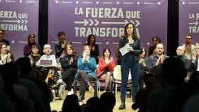 Ione Belarra, ministra de Derechos Sociales y Agenda 2030, durante el acto de Unidas Podemos del sábado.